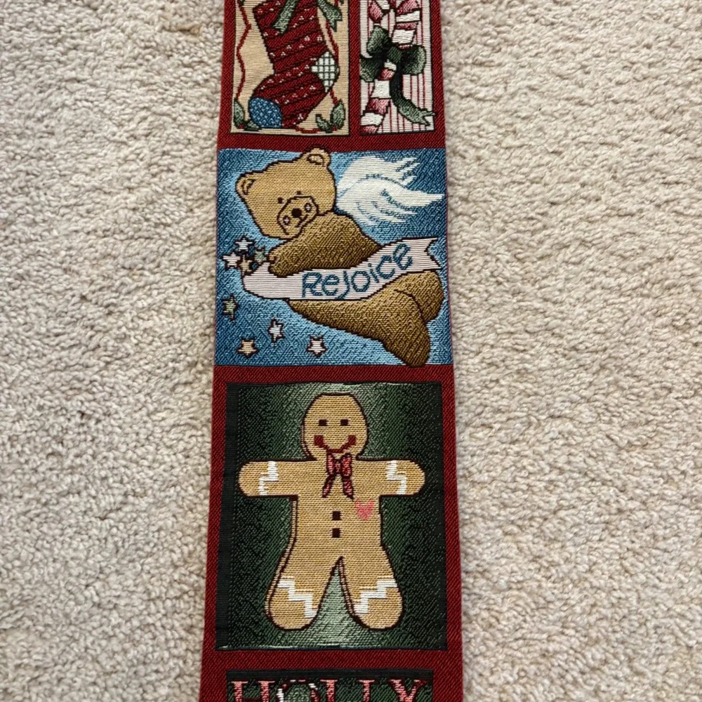 Vintage Christmas Wall Hanging Decor Santa Gingerbread Angel 42x5.5